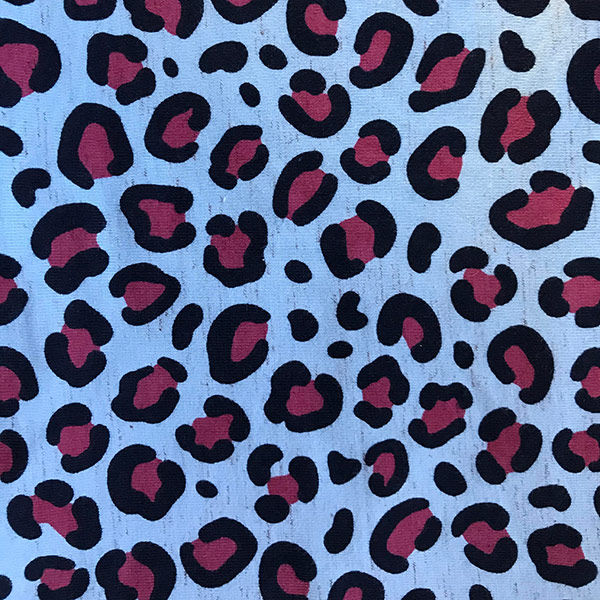 Thumbnail: blue leopard amber bamboo chemo turban material close up