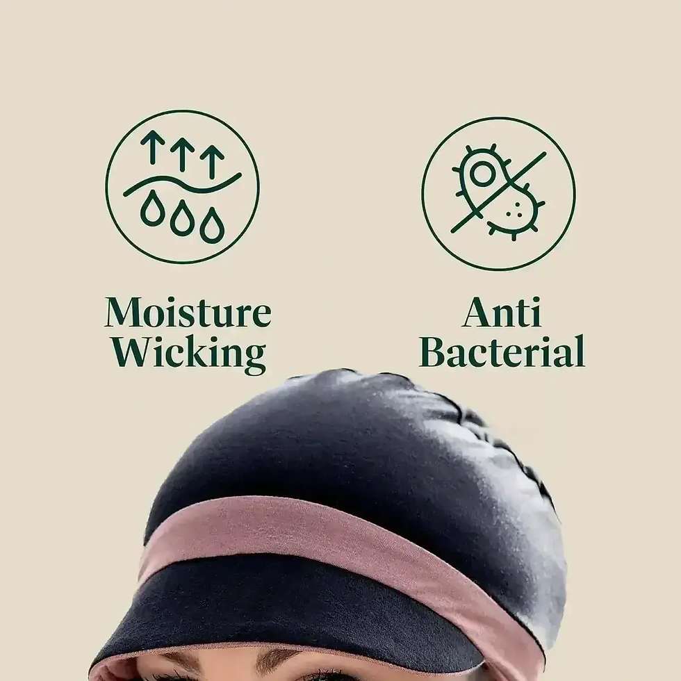 Thumbnail: Katia Black and Lilac Reversible Chemo Sun Hat with SPF 50+