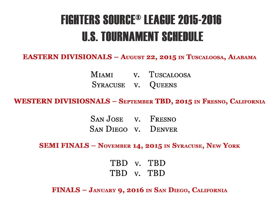 Fighters Source, Fighters Source League, Amateur MMA, MMA League, 2015 Schedule