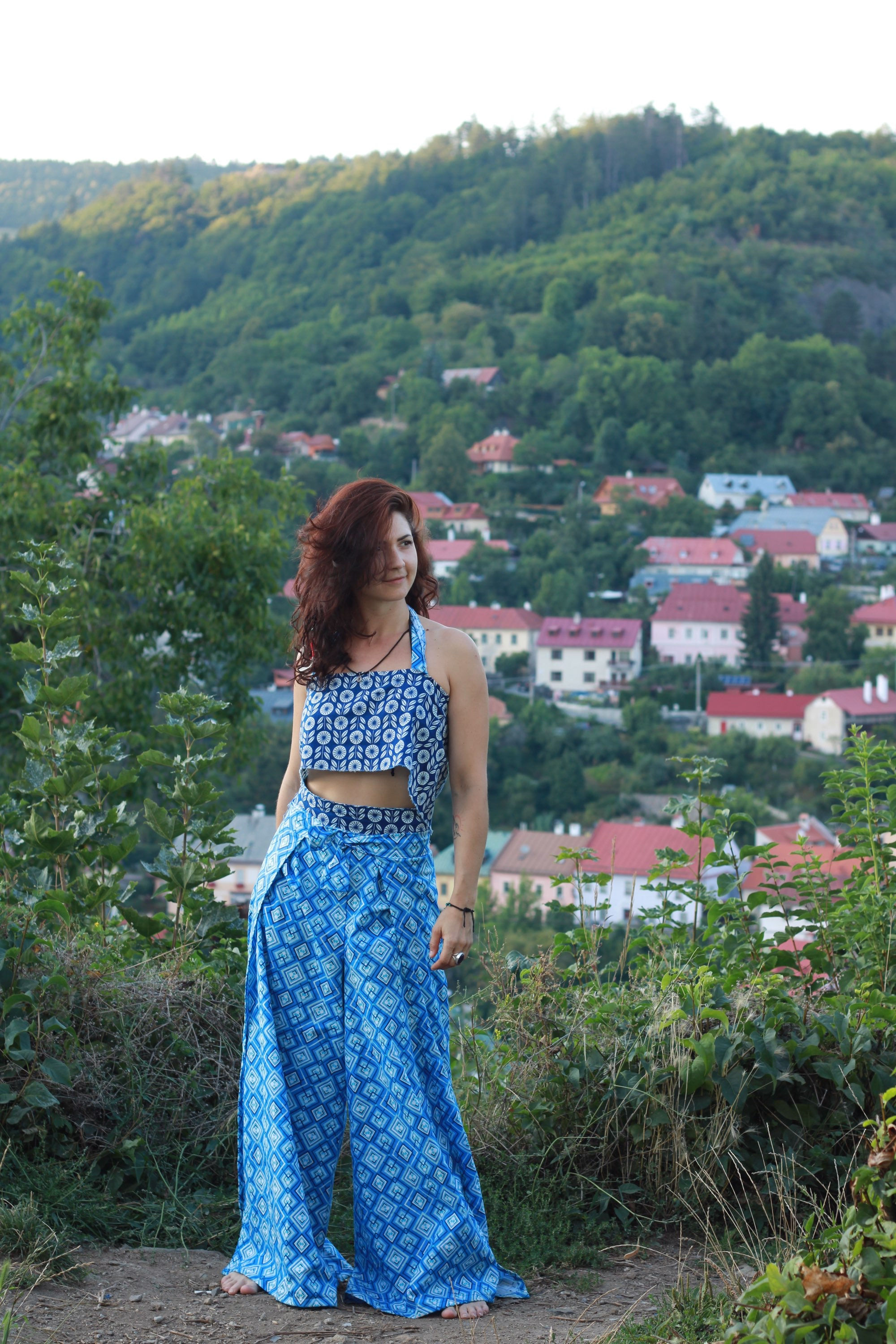 Zavinovacie nohavice - Modrá mandala