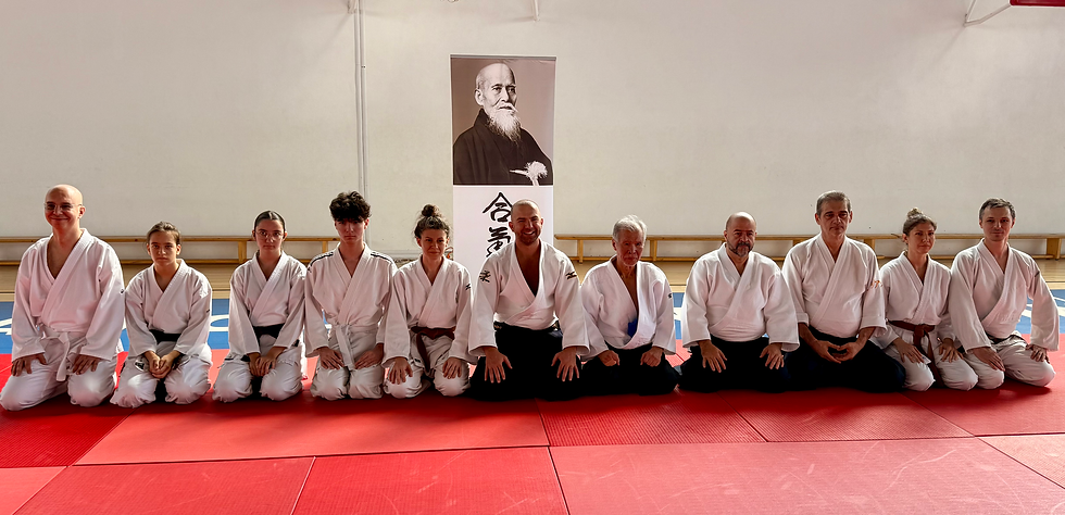 Dojo photo with Miyamoto & Aikikai Romania