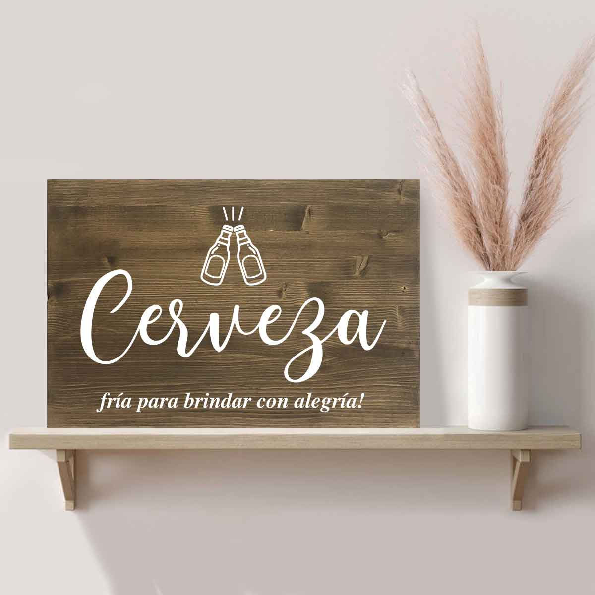 "Cerveza" Cartel de madera para boda