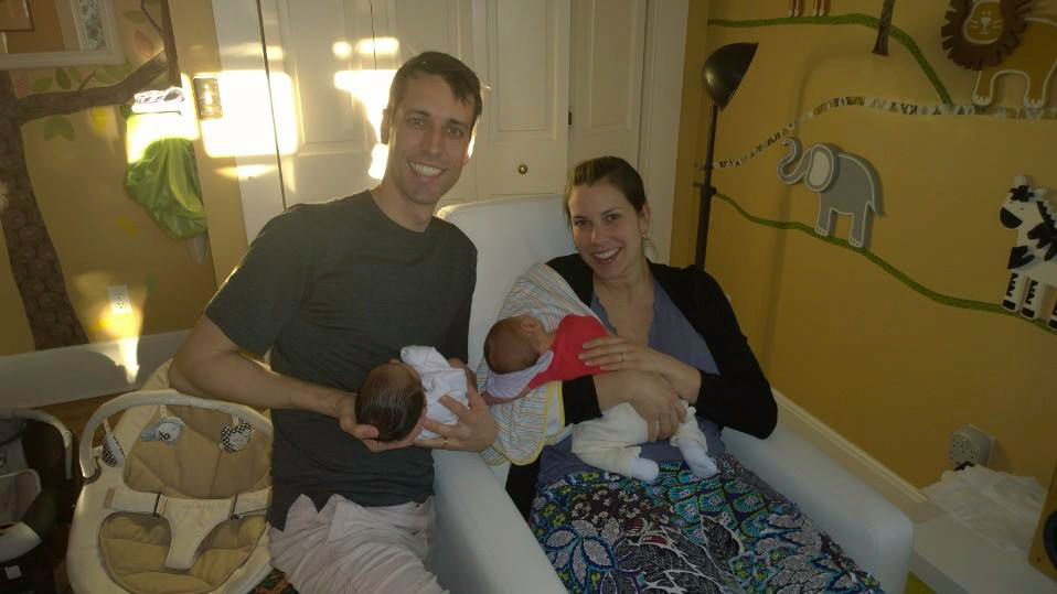 Spencer and Mia with their newborns courtesy of Pachmana