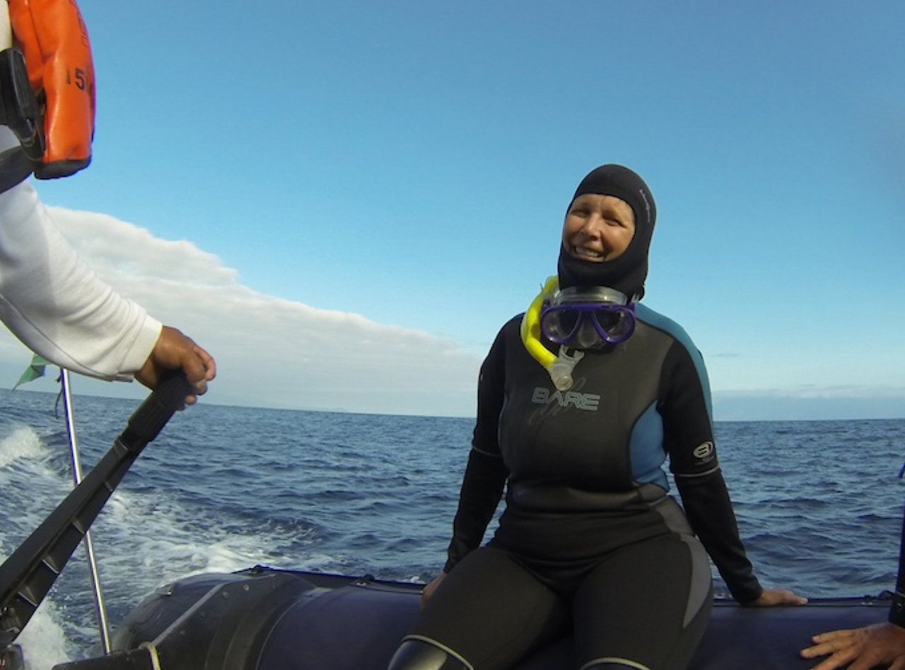 Pam suited up for the next dive