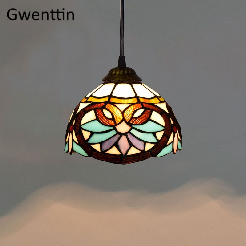 Thumbnail: Vintage Tiffany Pendant Lights Mediterranean Baroque Stained Glass Hanging 
