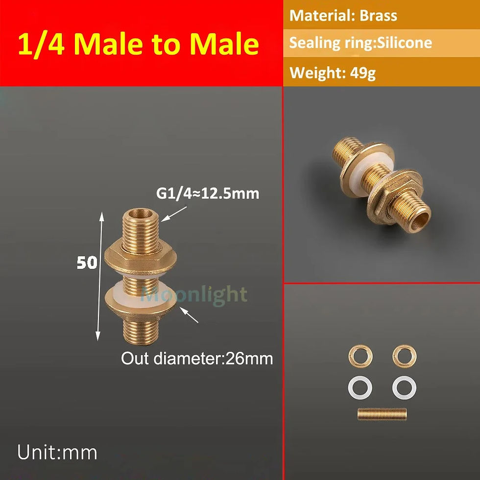 Thumbnail: Brass Water Tank Connector 1/4" 3/8" 1/2" 3/4" BSP Threaded Male Female Pipe 