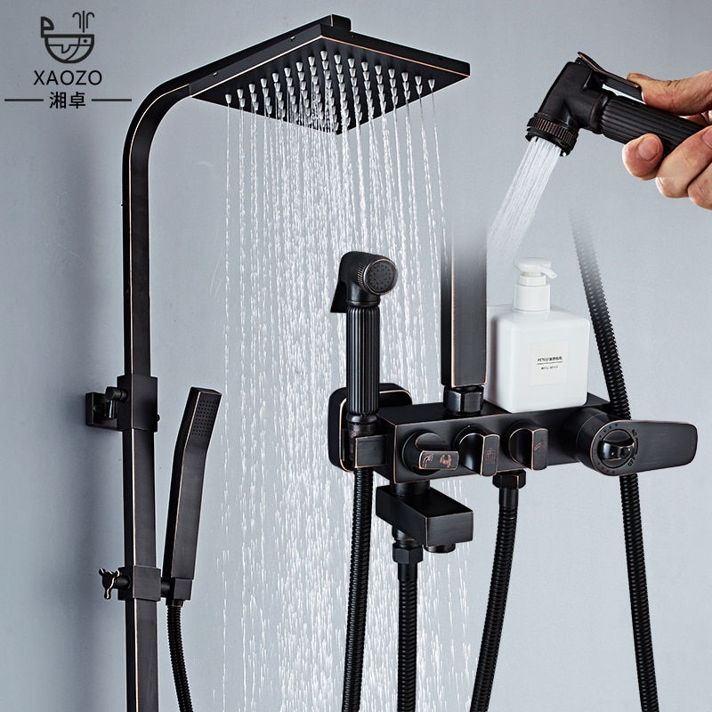 Retro/Gold/Black/Chrome Plated Household Copper Shower Set with