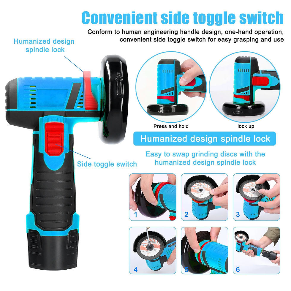Thumbnail: 12V Cordless Electric Angle Grinder 800W 19500rpm Lithium Battery Mini 