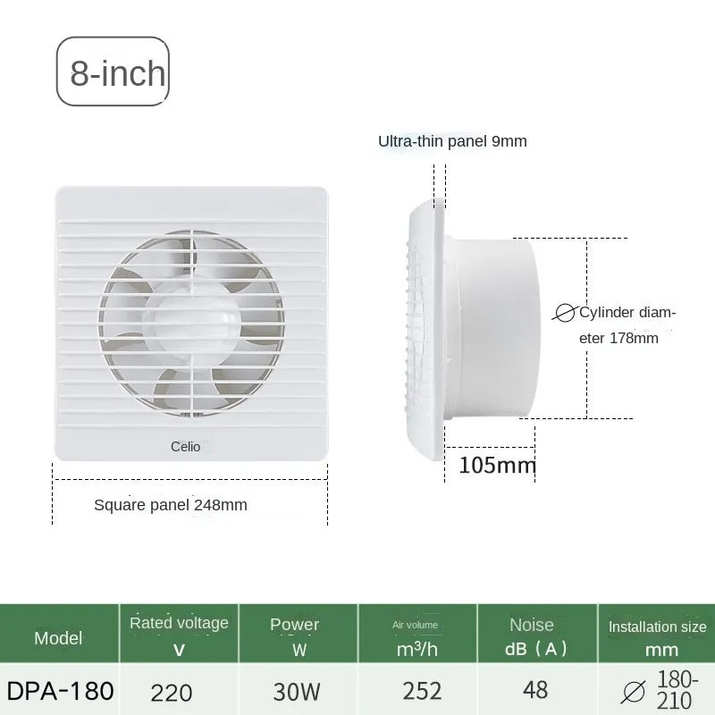 Thumbnail: 4/6/8Inch Extractor Ventilation Fan Exhaust Air Blower High Speed Bathroom