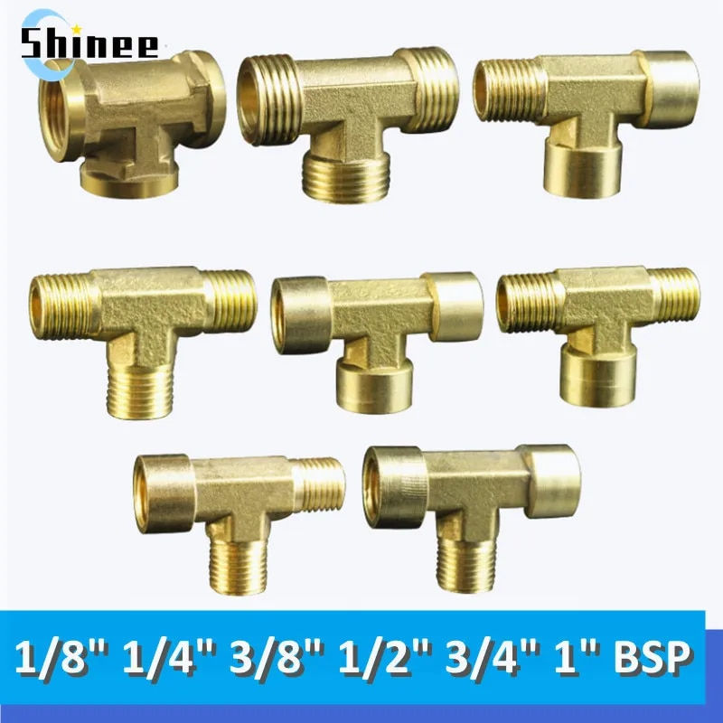 Thumbnail: Pneumatic Plumbing Brass Pipe Fitting Male/Female Thread 1/8" 1/4" 3/8" 