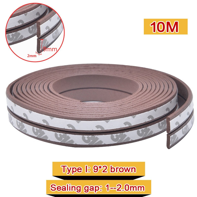 Thumbnail: 10M DIEP Type Door Weather Strip Self Adhesive Rubber Seal Foam Tape Window 