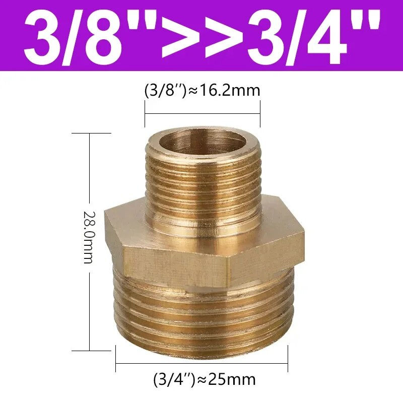 Thumbnail: Brass Hex Reducer Pipe Fitting 1/8 1/4 3/8 1/2 3/4 1 Inch Thread Copper 