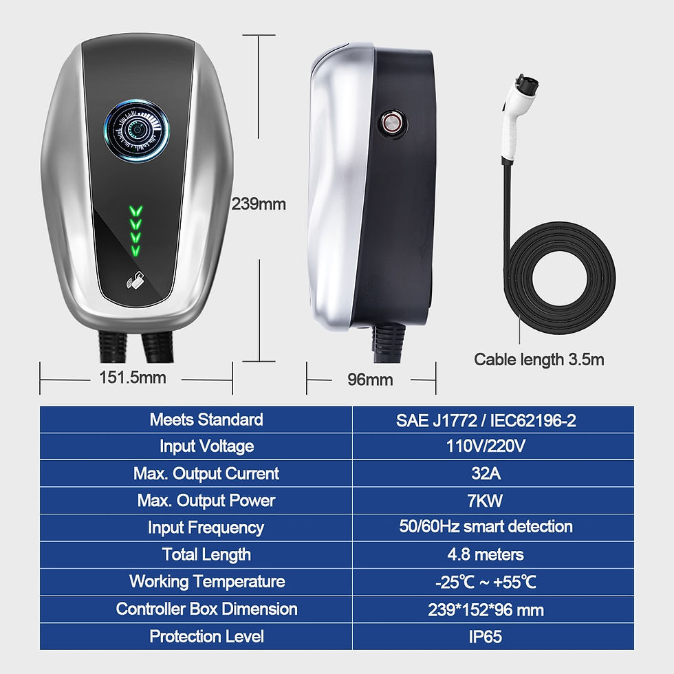 Thumbnail: Teschev 110V 230V EVSE Wallbox J1772 Type 1 Adapter 32A 7KW EV Charger Type 2 