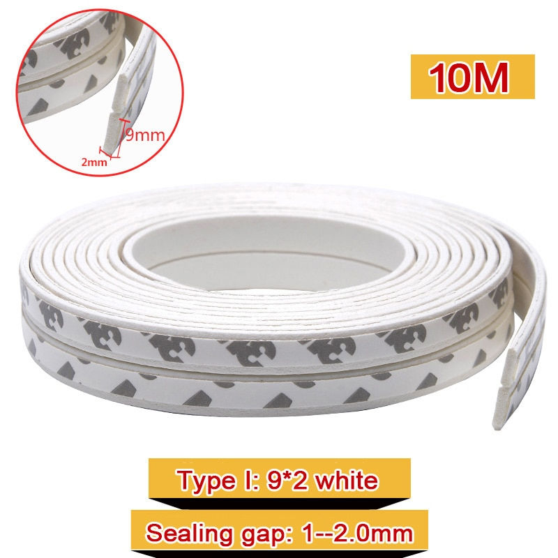 Thumbnail: 10M DIEP Type Door Weather Strip Self Adhesive Rubber Seal Foam Tape Window 