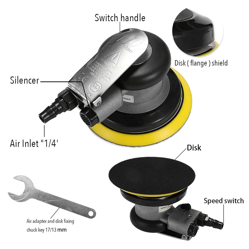 Thumbnail: Pneumatic Sander Tools Polishing Machine 5 Inch Round Polished Grinding 