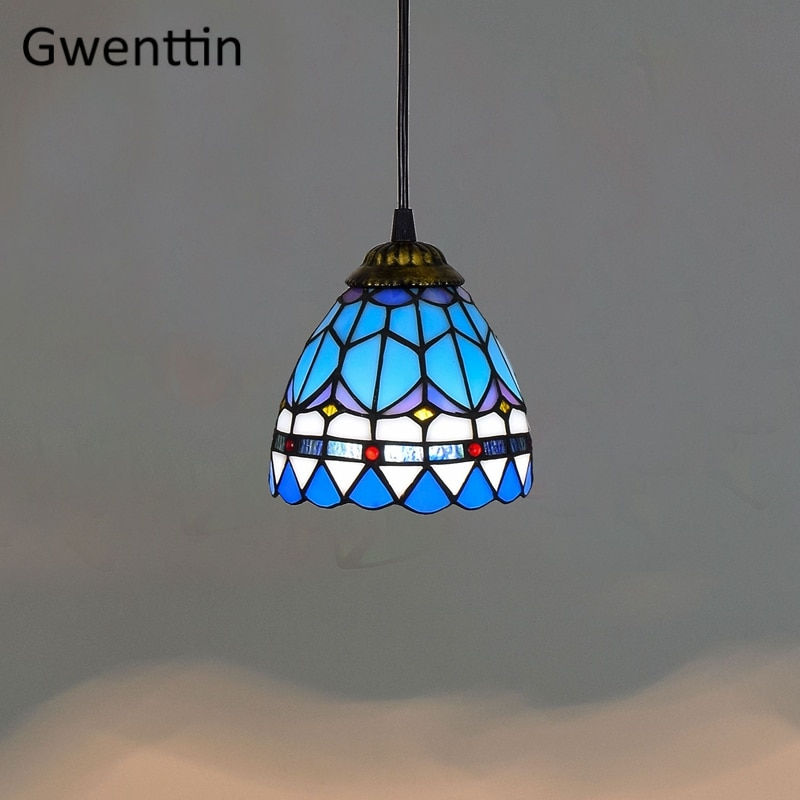Thumbnail: Vintage Tiffany Pendant Lights Mediterranean Baroque Stained Glass Hanging 