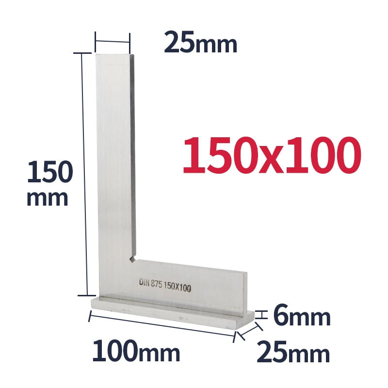 Thumbnail: 90 Degree Flat Edge Square Ruler Carpentry Square Metal Angle Measuring Tool