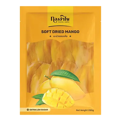 Thong Ampai Soft Dried Mango Extra Low Sugar 250g Pack Thai Snacks-01.webp