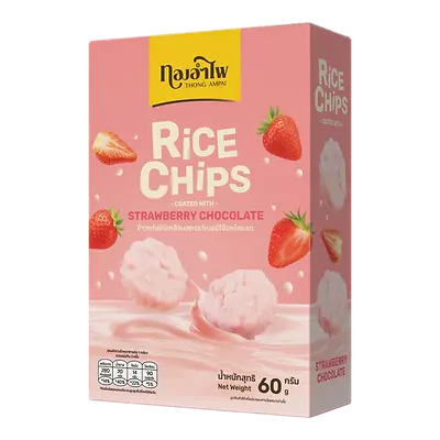 Thong Ampai Rice Chips Coated with Strawberry White Chocolate Thai Snack T-01.webp