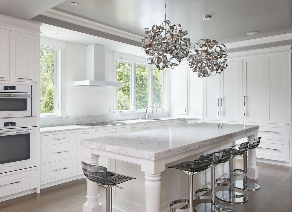 Glamorous silver and white kitchen