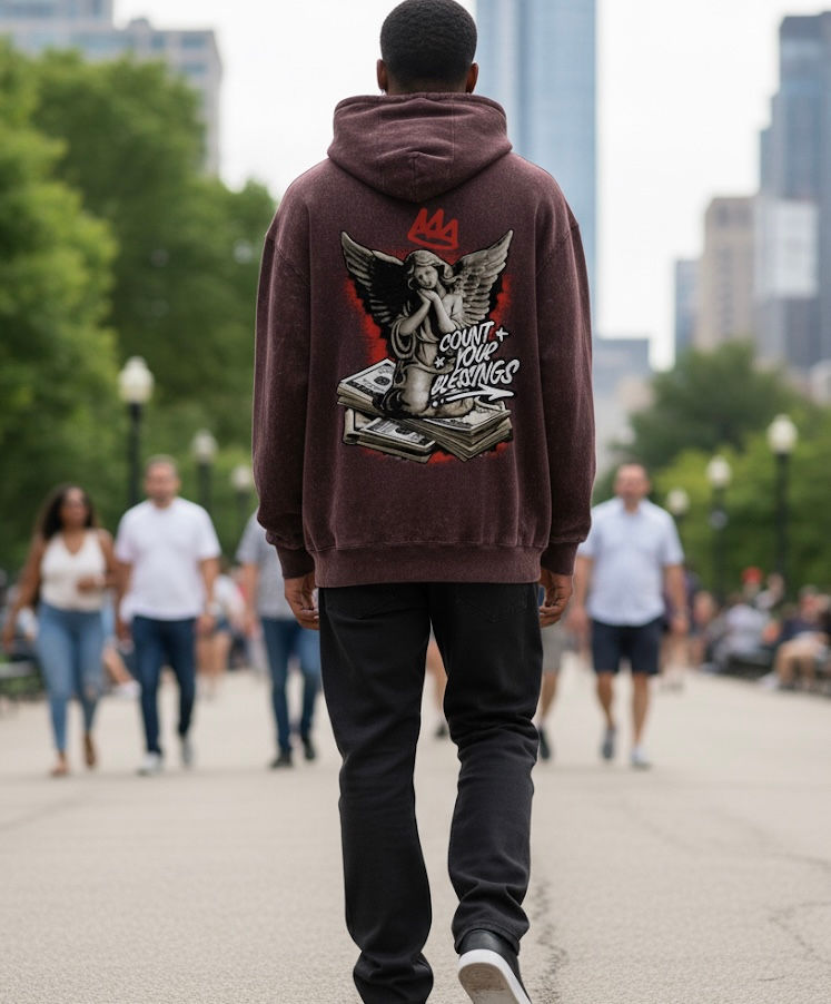 Thumbnail: Acid Wash Maroon “Count Your Blessing - Limited Edition Premium Oversized Hoodie
