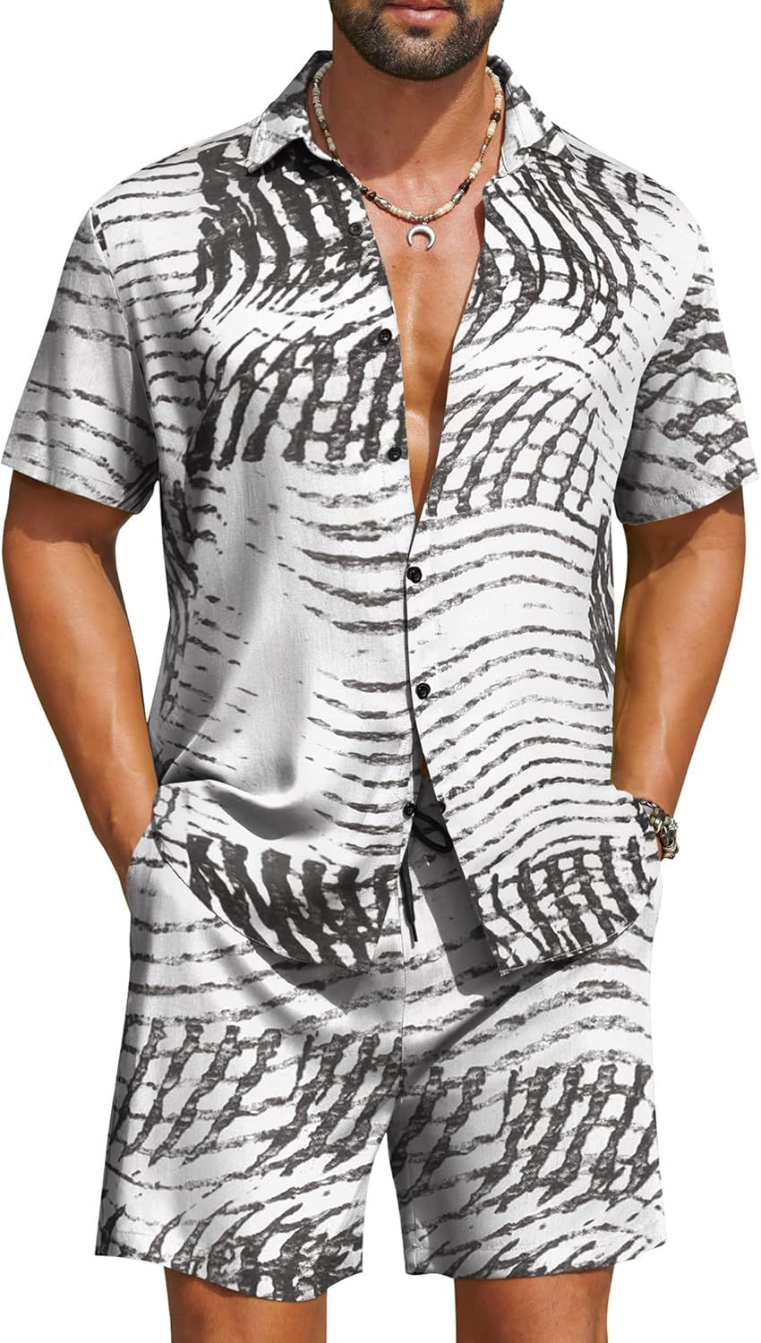 Miniature : Ensemble chemise et short en coton à motifs abstraits