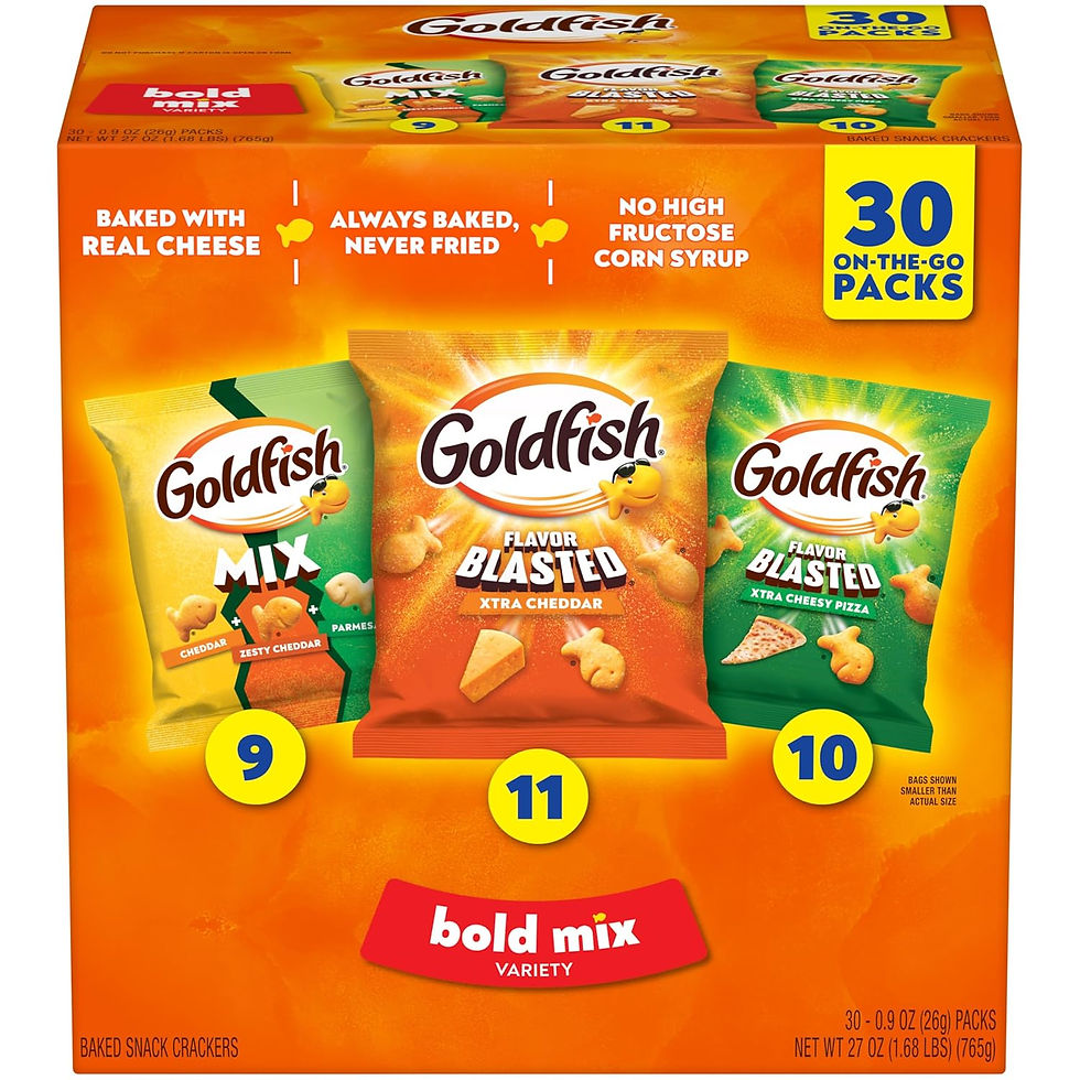 Thumbnail: Boîte de 30 biscuits Goldfish Bold Mix pour kits de survie.