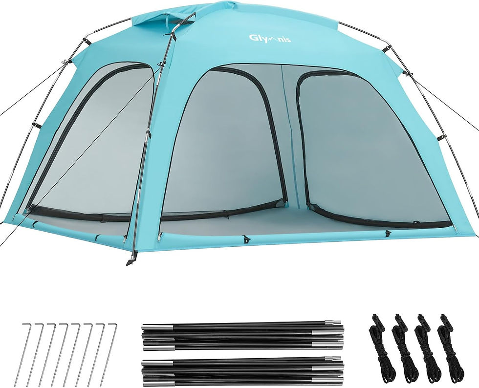 Tente de plage Glymnis 3-4 pers avec piquets et cordes.