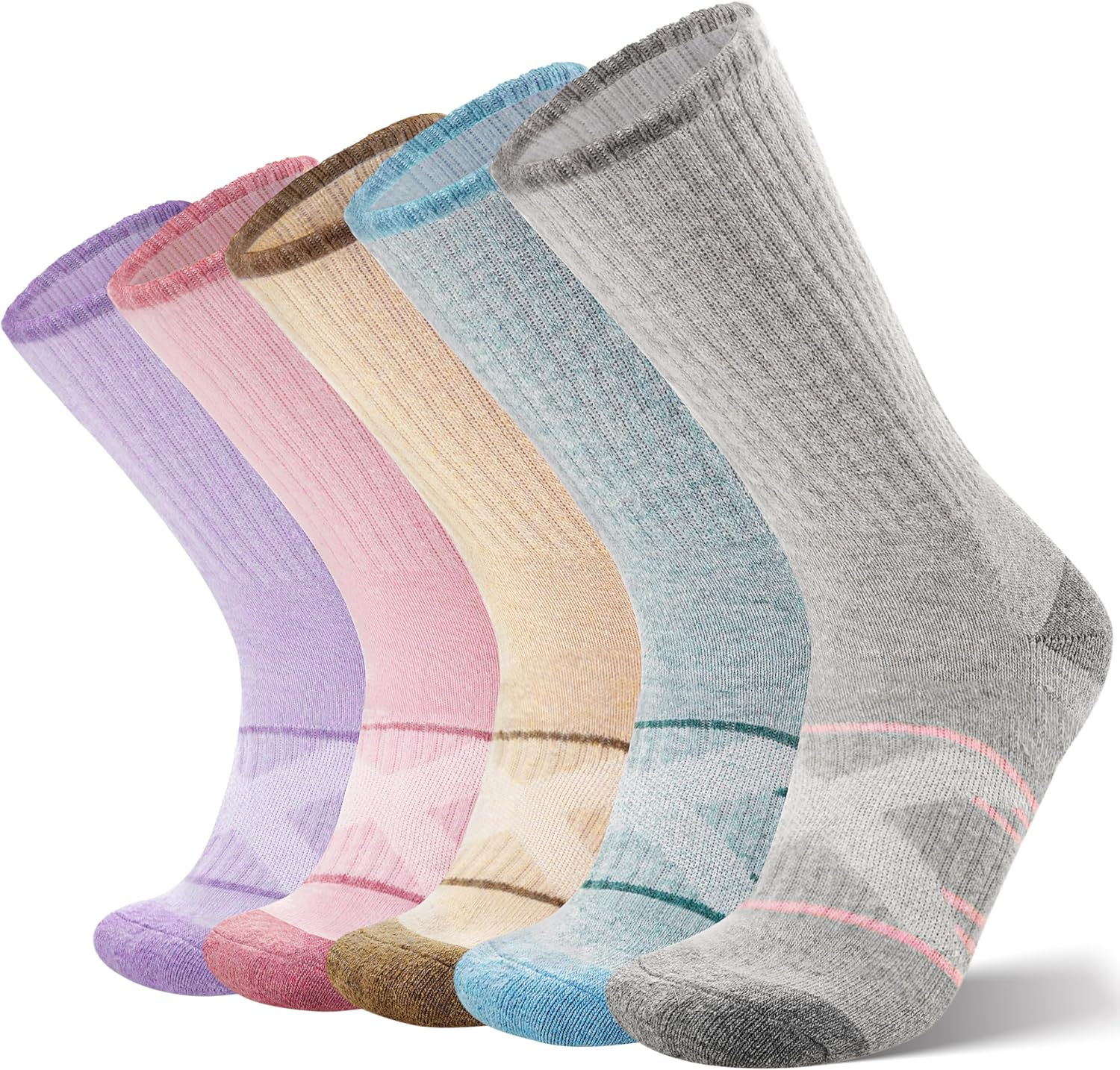 Lot de 5 paires de chaussettes de randonnée ANTSANG en laine mérinos