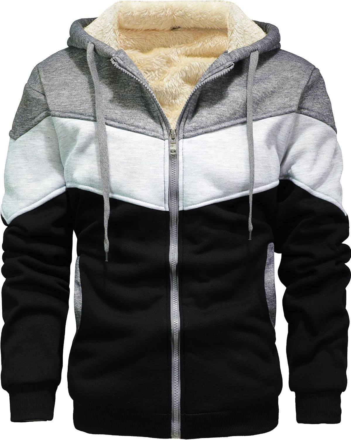 Veste polaire thermique homme tricolore doublure sherpa