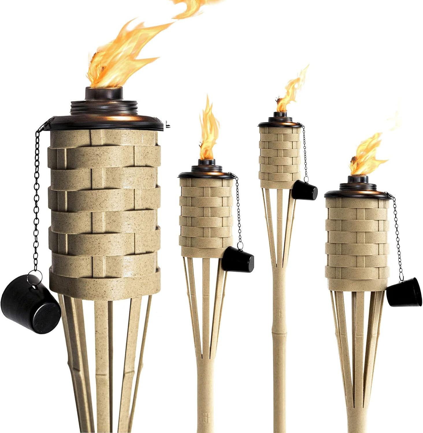 Torches en bambou, torches d'extérieur à la citronnelle (couleur vieillie, lo