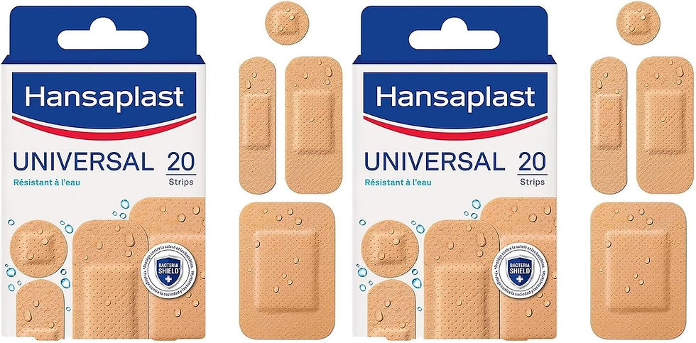 Deux boîtes Hansaplast Universal et pansements assortis.