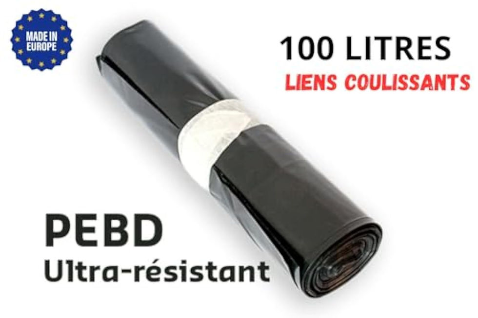 Rouleau de sacs poubelle SANY 100L noirs ultra-résistants