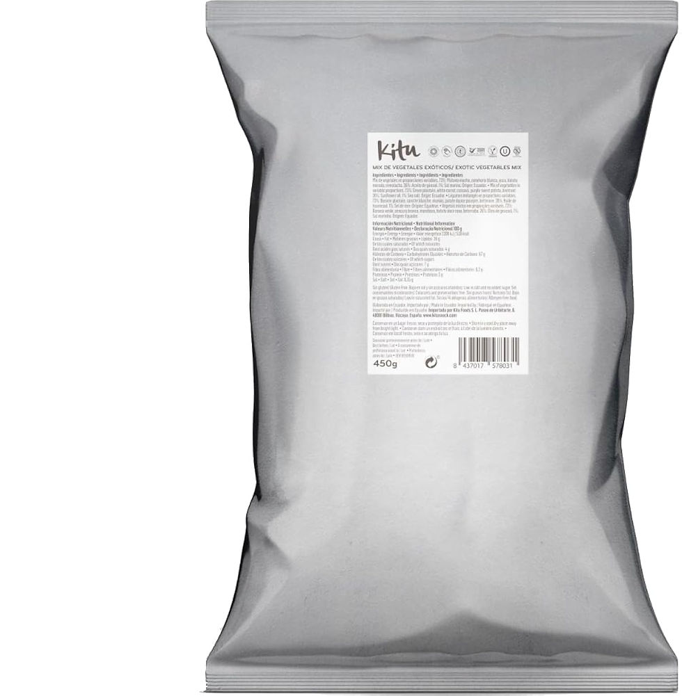 Thumbnail: Dos du paquet de chips KITU Patate Douce Andine 450g