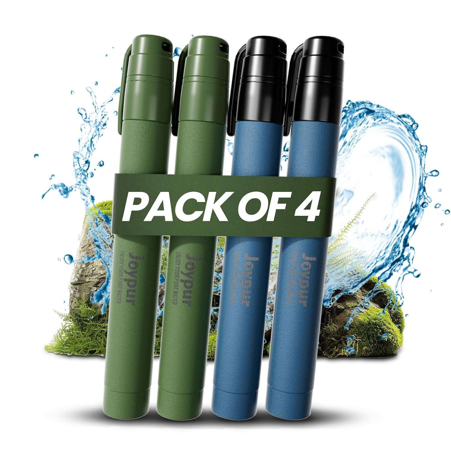 Lot de 4 pailles filtrantes 1000L vert et bleu.
