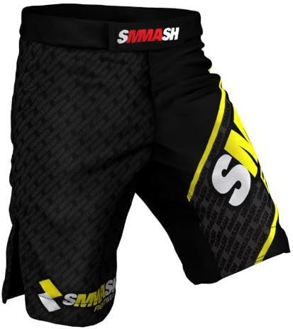 Miniature : Short d'entraînement SMMASH noir et jaune pour boxe thaï