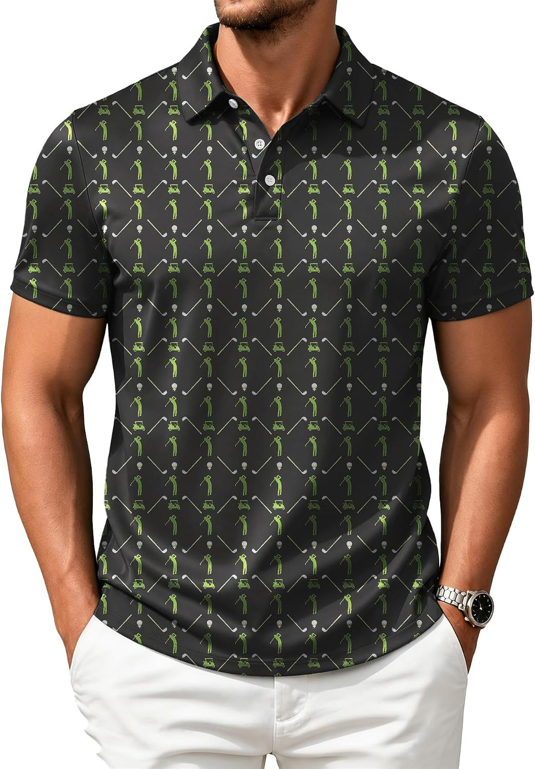 Polo de golf ZITY pour homme, manches courtes, imprimés, respirant et évacuan
