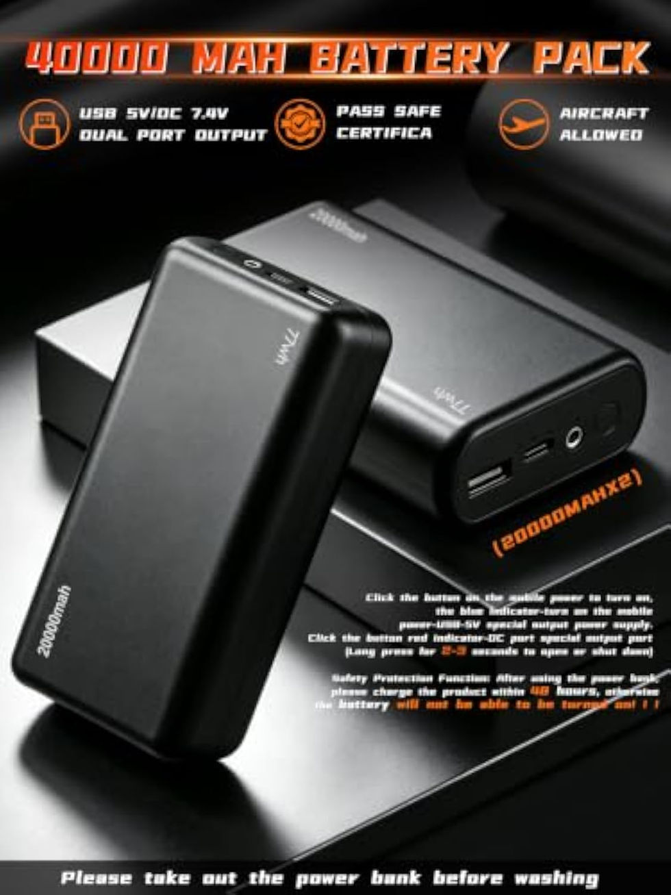 Thumbnail: Batterie externe 20000mAh pour gilet chauffant et kits de survie
