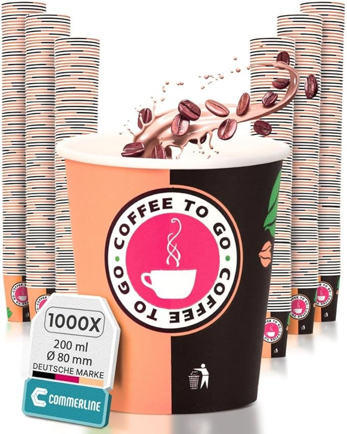 Tasse "COFFEE TO GO" 200ml, 1000x, éclaboussures de café, Commercialine.