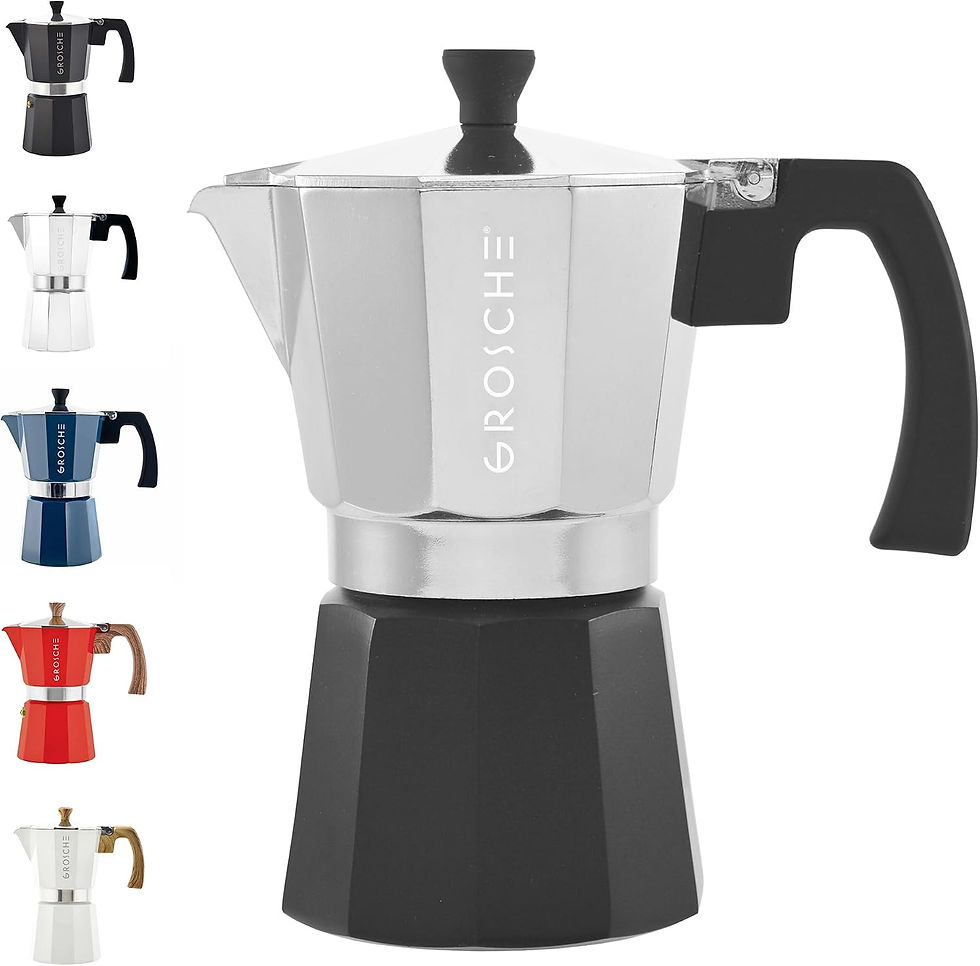 Thumbnail: Cafetière italienne GROSCHE Milano blanche et noire, 6 tasses