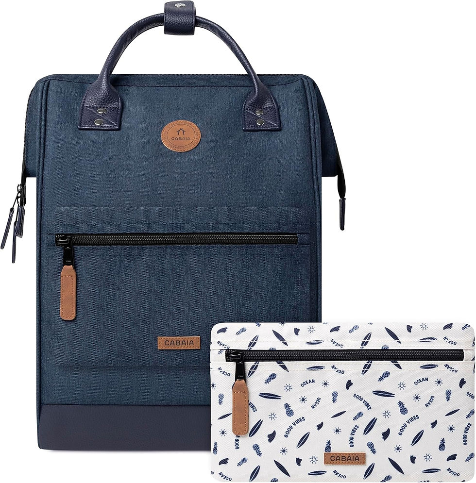 Miniature : Sac à dos Cabaia Adventurer Zurich bleu avec pochette à motifs.
