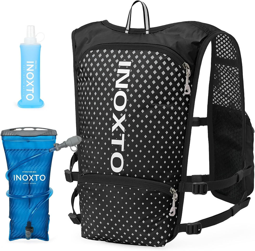 Miniature : Gilet d'hydratation INOXTO noir avec poche à eau et gourde.