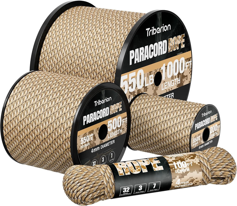 Thumbnail: Bobines de corde paracorde 550 lb beige pour kits de survie.