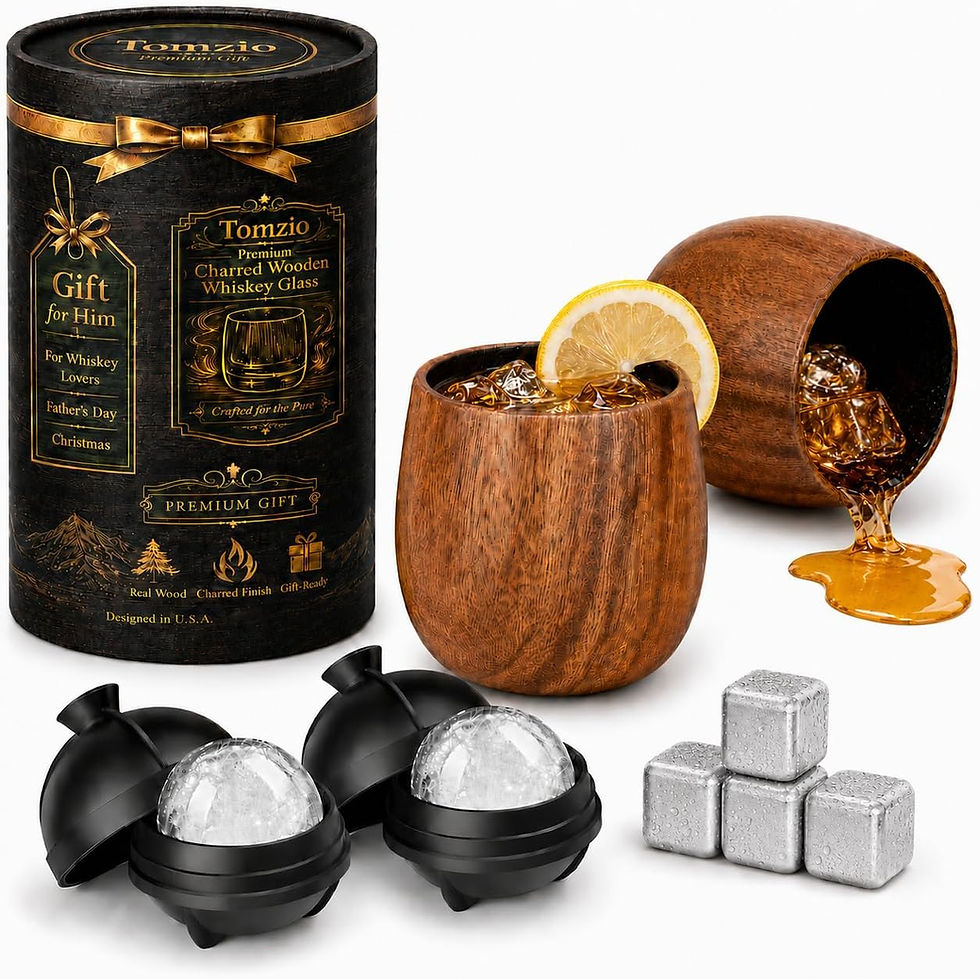 Miniature : Verres à bourbon en bois, coffret cadeau, moules et glaçons