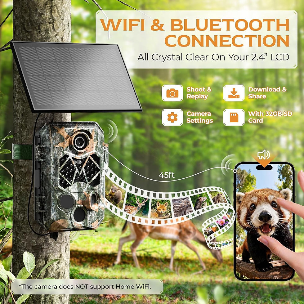 Thumbnail: Caméra de chasse solaire connectée Wi-Fi avec kits de survie.