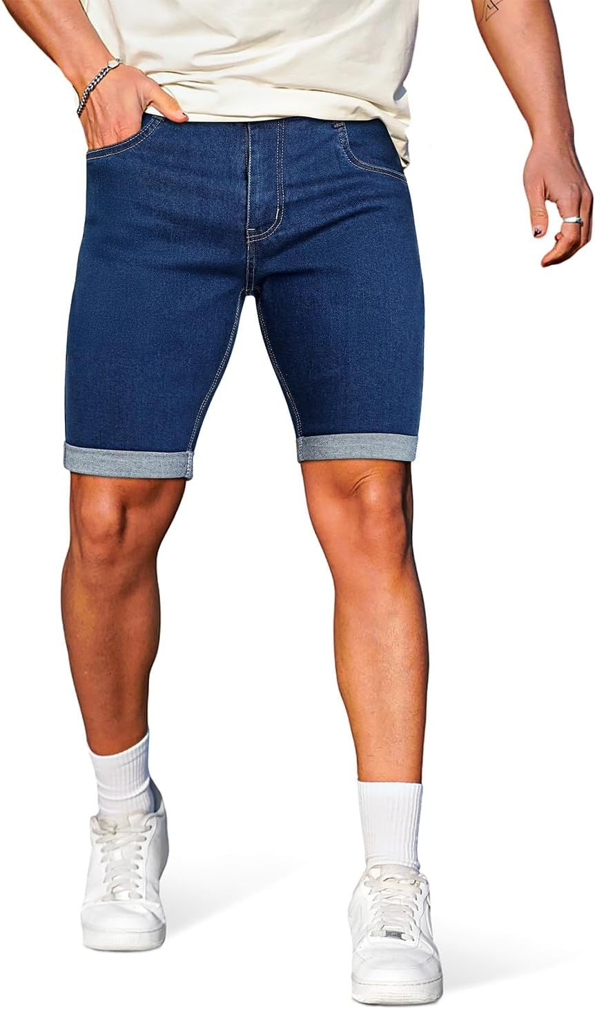 Thumbnail: Short en jean bleu foncé pour homme