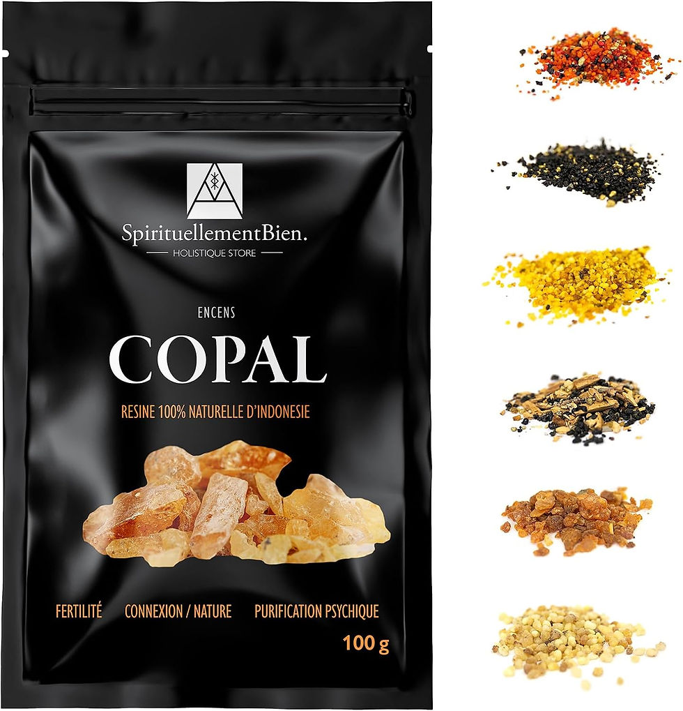 Miniature : Sachet d'encens Copal 100g avec échantillons de résines colorées