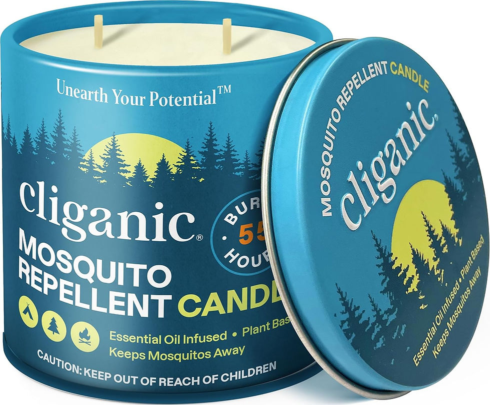 Thumbnail: Bougie anti-moustiques naturelle Cliganic en pot bleu.
