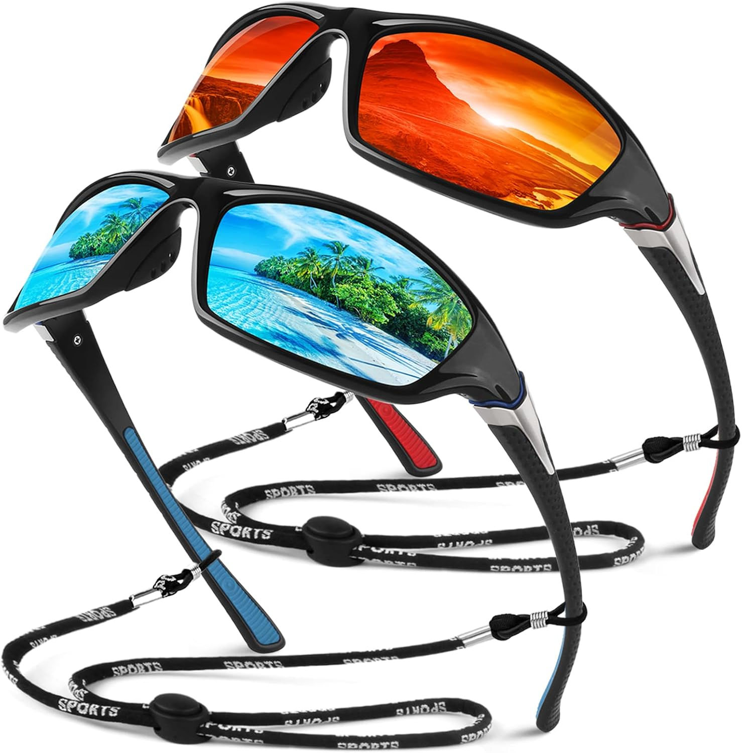 Sunier Lunettes de Soleil Polarisées Sportives pour Homme Femme