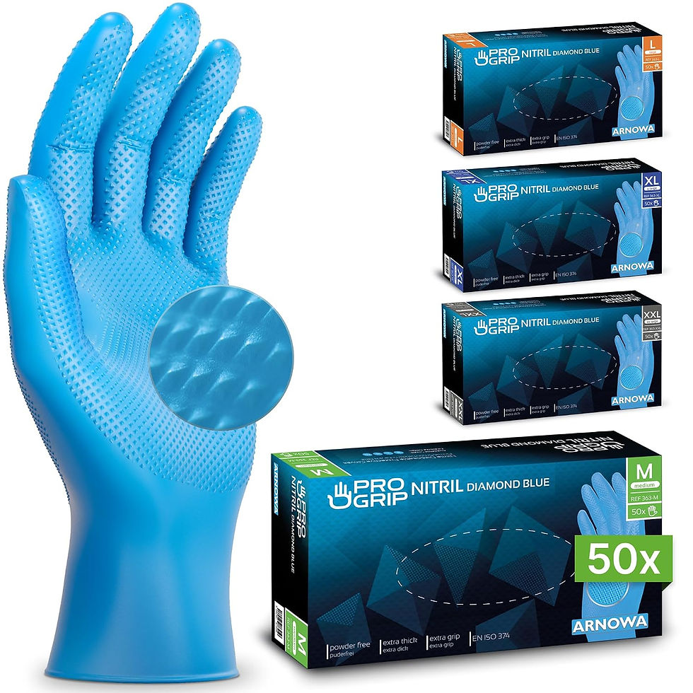 Gant nitrile PROGRIP bleu texture diamant et boîtes 50x